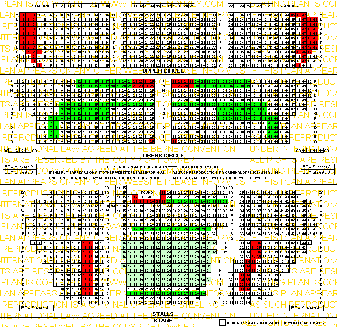 Lyceum Theatre pattern B value seating plan