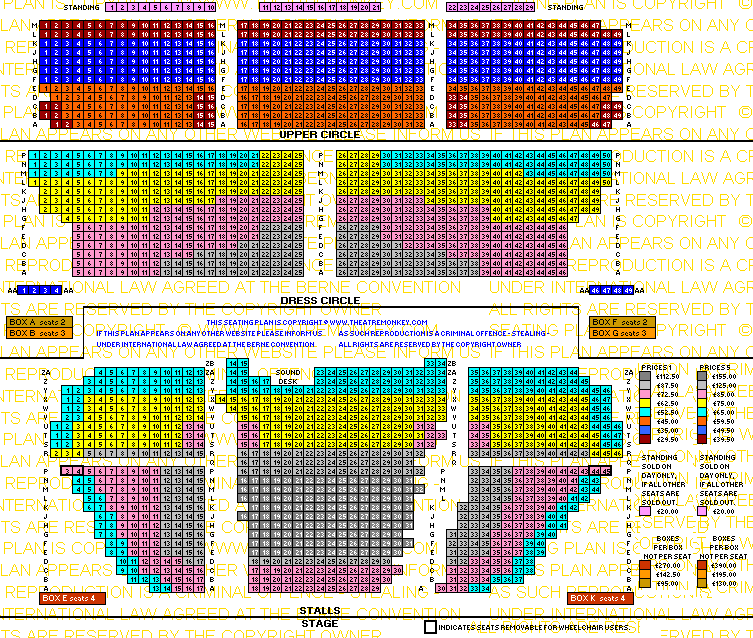 Lyceum Theatre pattern B price seating plan