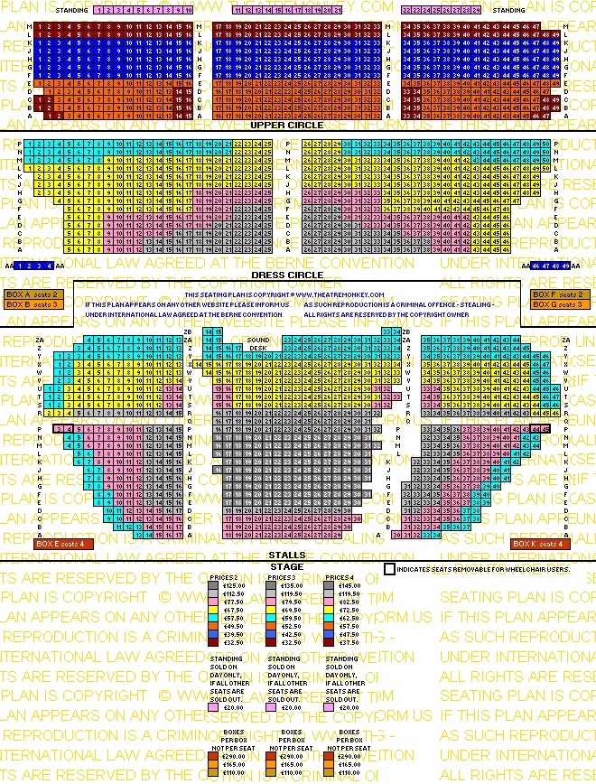 Lyceum Theatre pattern B price seating plan