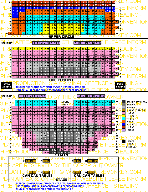 Piccadilly Theatre price seating plan Monday to Thursday