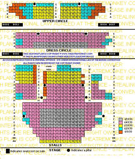 Garrick Theatre seating plan showing prices
