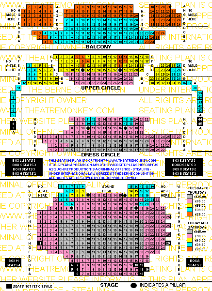 Lyric Theatre, Shaftesbury Avenue prices seating plan