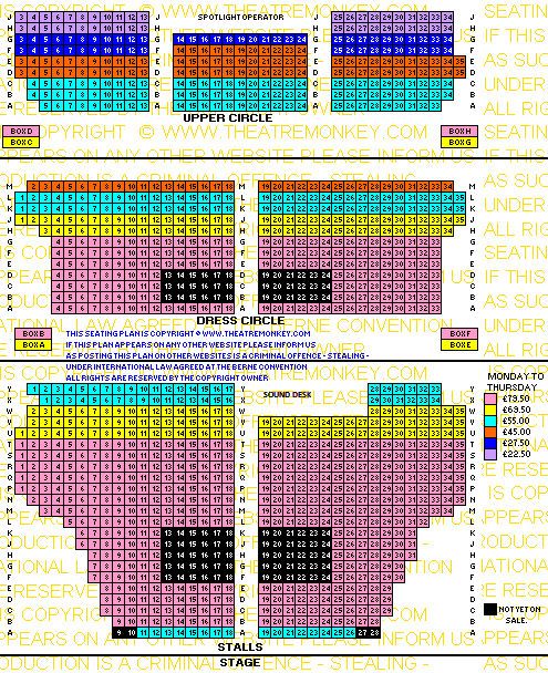 Shaftesbury Theatre Prices seating plan