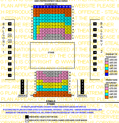 Charing Cross Theatre prices seating plan