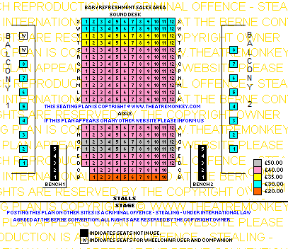 Charing Cross Theatre prices seating plan