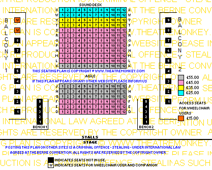 Charing Cross Theatre prices seating plan
