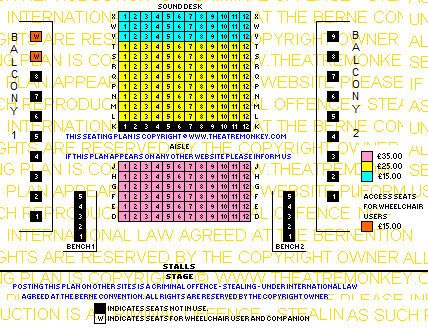Charing Cross Theatre prices seating plan