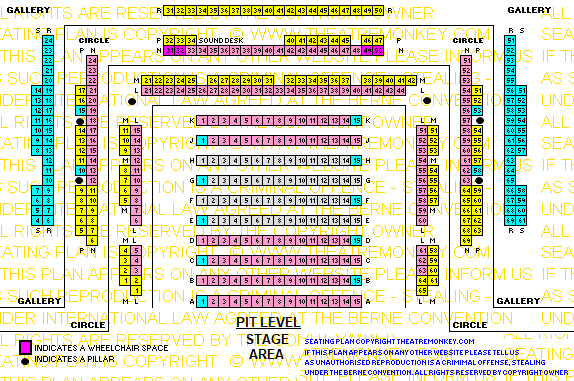 Dorfman Theatre. End. Seating plan showing prices.